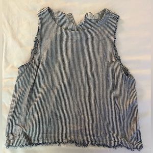 Thread and Supply Blue Striped Distressed Top